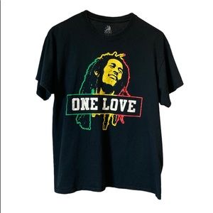 Bob Marley One Love Tee Shirt Zion Rootswear Reggae Island Black Large Unisex